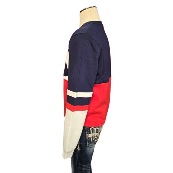 FILA Men Colorblock Logo Sweatshirt Navy/White/Red Long Sleeve Pullover Size  L - Picture 4 of 12